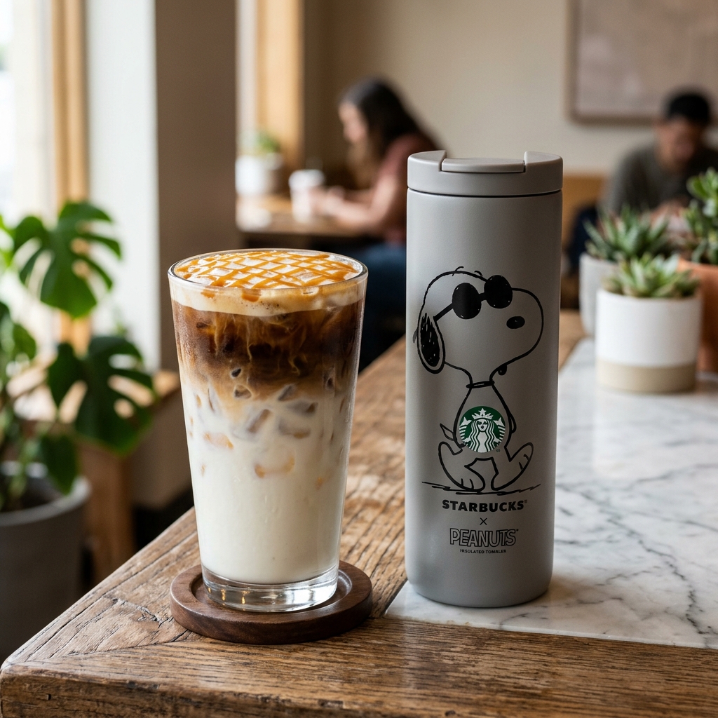 Snoopy Cup Starbucks Iced Caramel Macchiato